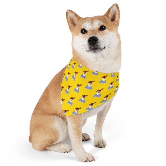 Pet Bandana Pattern Yellow Background