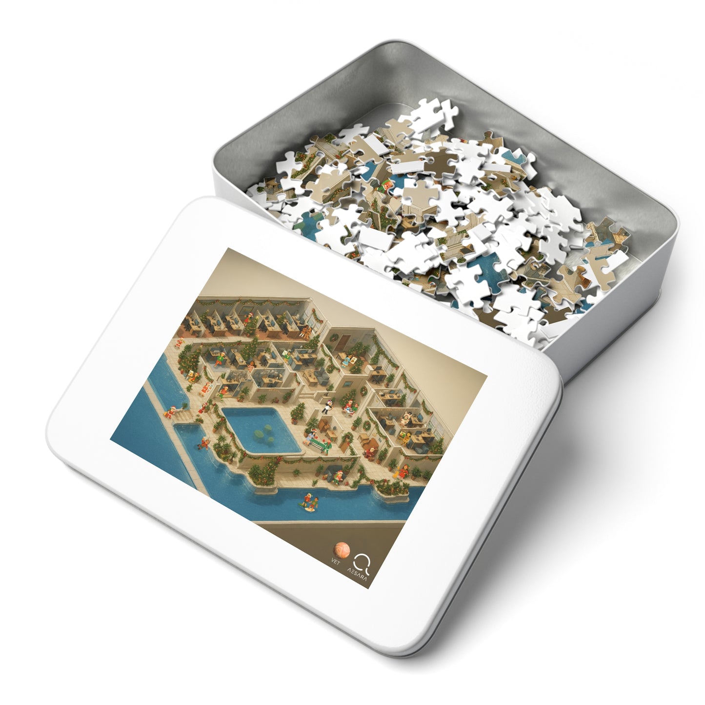 AESARA x VET Holiday Office Puzzle – Festive Isometric Winter Scene – 500-Piece Scenic Puzzle Gift